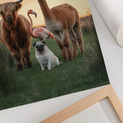 Poster Animali sullo sfondo di un tramonto, l'armonia della natura