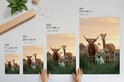 Poster Animali sullo sfondo di un tramonto, l'armonia della natura