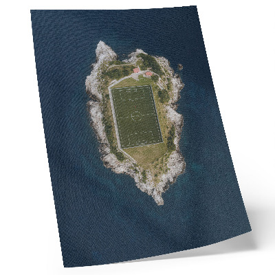 Poster Un campo da golf su un'isola circondata da un mare turchese.