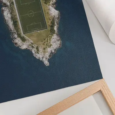 Poster raffigurante un campo da golf su un'isola circondata da un mare turchese