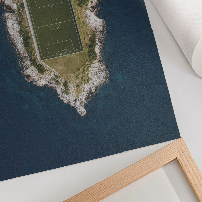 Poster Un campo da golf su un'isola circondata da un mare turchese.