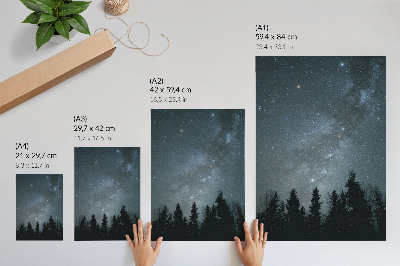 Stampa su tela Un cielo notturno pieno di stelle e sagome di alberi