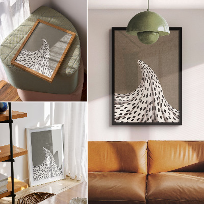 Stampa su tela Motivo minimalista a pois neri su sfondo beige