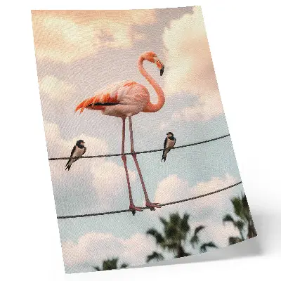 Poster con cielo, fenicottero, nuvole e rondini natura