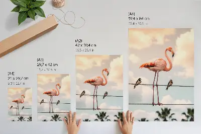 Poster con cielo, fenicottero, nuvole e rondini natura