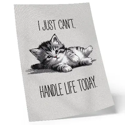 Stampa su tela gattino su sfondo grigio in stile minimalista