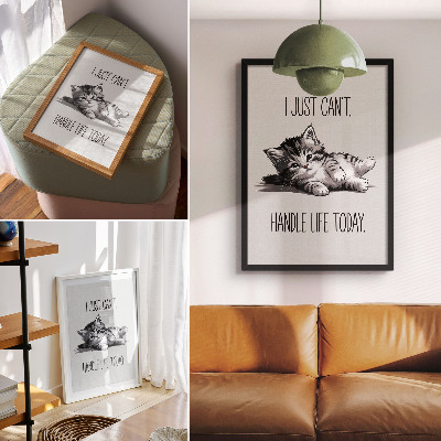 Stampa su tela Un gattino su sfondo grigio in stile minimalista