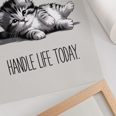 Stampa su tela Un gattino su sfondo grigio in stile minimalista