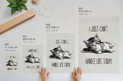 Stampa su tela gattino su sfondo grigio in stile minimalista