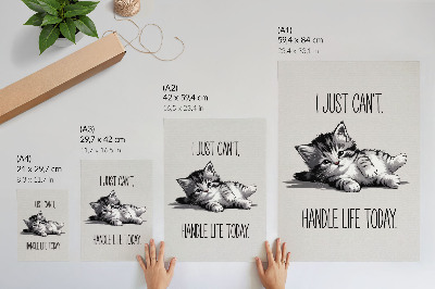 Stampa su tela Un gattino su sfondo grigio in stile minimalista