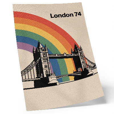 Poster Silhouette nera del ponte iconico e arcobaleno