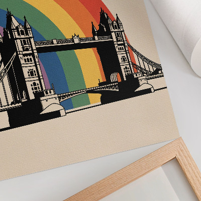Poster Silhouette nera del ponte iconico e arcobaleno