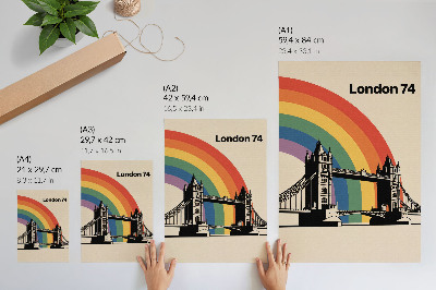 Poster Silhouette nera del ponte iconico e arcobaleno