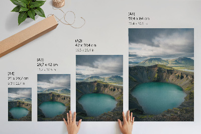 Poster Lago turchese, montagne, bellissime nuvole
