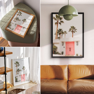 Foto su tela Palme, architettura moderna, colori vivaci