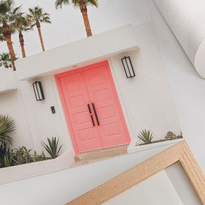 Foto su tela Palme, architettura moderna, colori vivaci