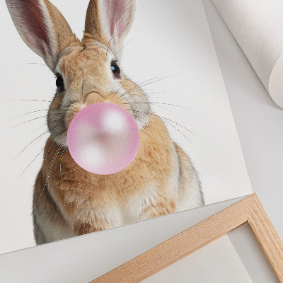 Stampa su tela Conigli animali gomma da masticare rosa