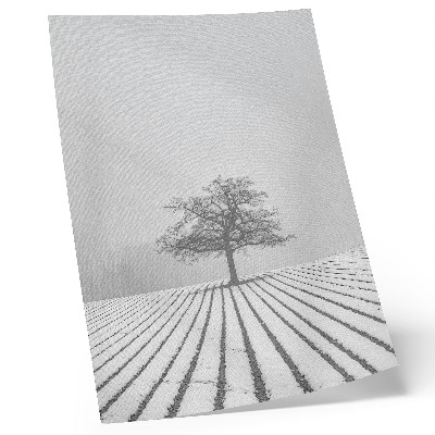 Poster Albero nella neve, paesaggio invernale, minimalismo