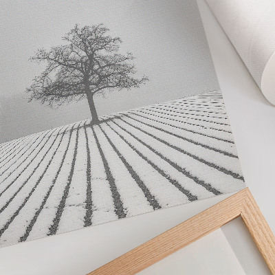 Poster Albero nella neve, paesaggio invernale, minimalismo