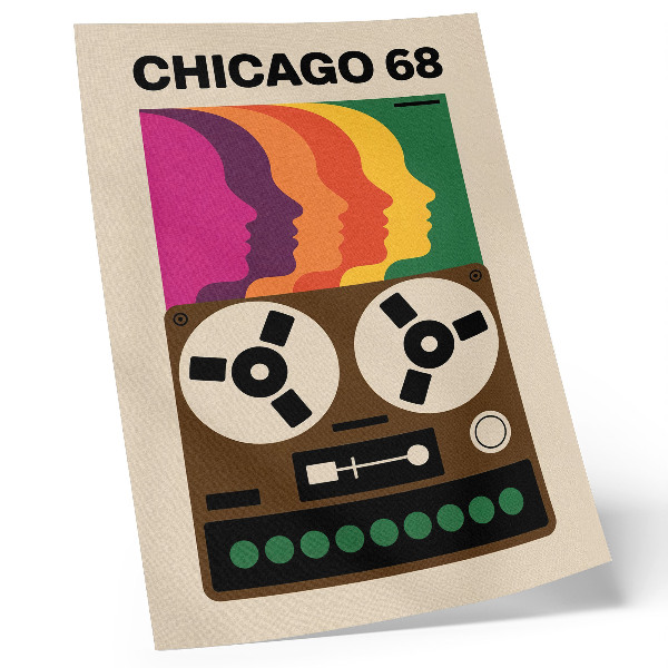 Stampa su tela Sagome colorate di un registratore a cassette retrò