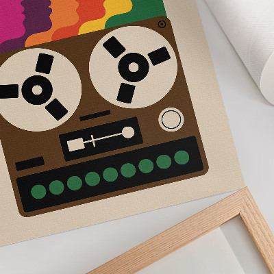 Stampa su tela Sagome colorate di un registratore a cassette retrò