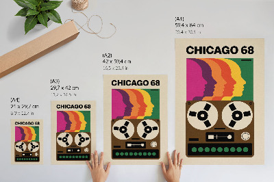 Stampa su tela Sagome colorate di un registratore a cassette retrò