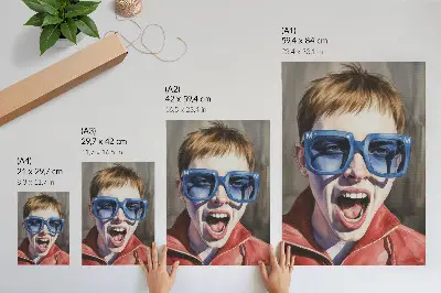 Foto su tela ritratto di una persona con occhiali dai colori vivaci ed espressivi