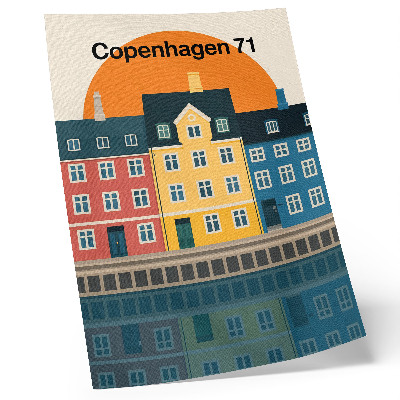 Stampa su tela Case colorate sul lungomare, estetica minimalista