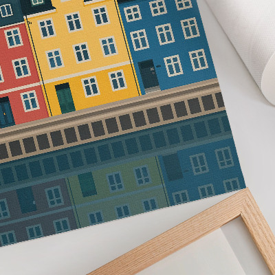 Stampa su tela Case colorate sul lungomare, estetica minimalista