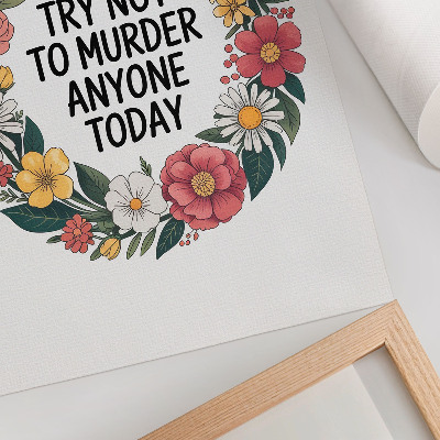 Stampa su tela Una ghirlanda di fiori con una scritta divertente