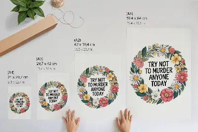 Stampa su tela ghirlanda di fiori con scritta divertente