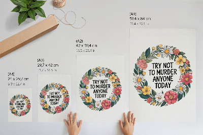 Stampa su tela Una ghirlanda di fiori con una scritta divertente