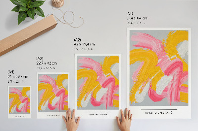 Stampa su tela Pennellate dinamiche di rosa, giallo e bianco