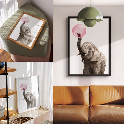 Stampa su tela Elefante con bolla modernità umorismo gentilezza