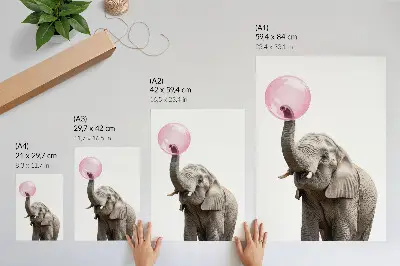 Stampa su tela elefante con bolla in stile moderno e umoristico