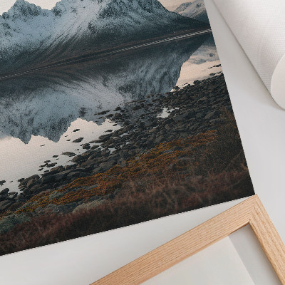 Foto su tela Vista sulle montagne, riflesso nello specchio, acqua calma