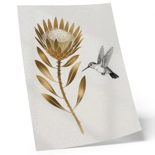 Foto su tela motivo con colibrì e fiori in stile moderno