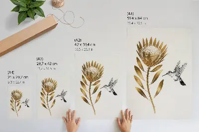 Foto su tela motivo con colibrì e fiori in stile moderno