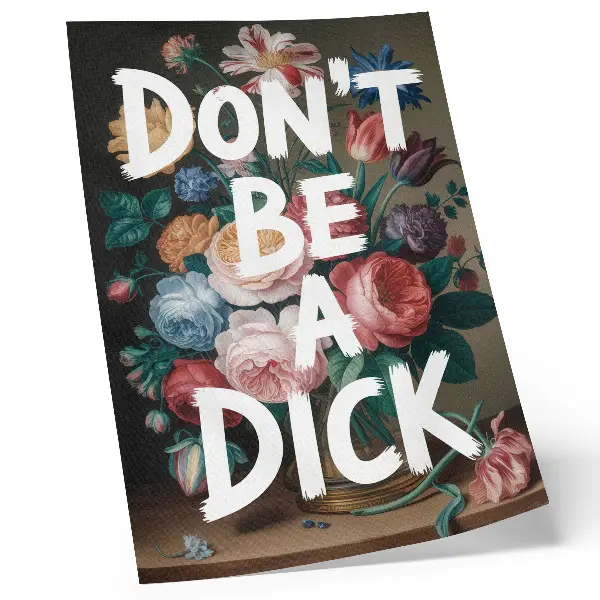 Poster fiori colorati con scritte bianche a contrasto