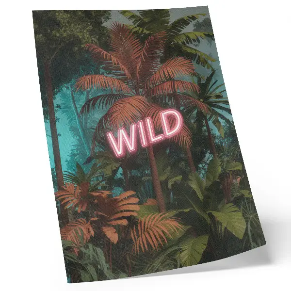 Foto su tela decorazione con insegna al neon a tema foglie tropicali