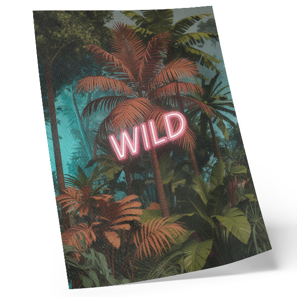 Foto su tela Foglie tropicali insegna al neon freschezza