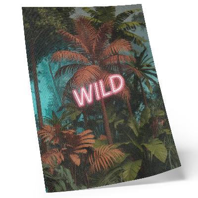 Foto su tela Foglie tropicali insegna al neon freschezza