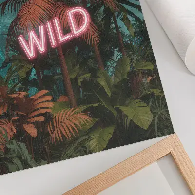 Foto su tela decorazione con insegna al neon a tema foglie tropicali