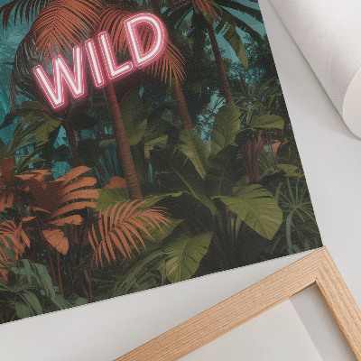 Foto su tela Foglie tropicali insegna al neon freschezza