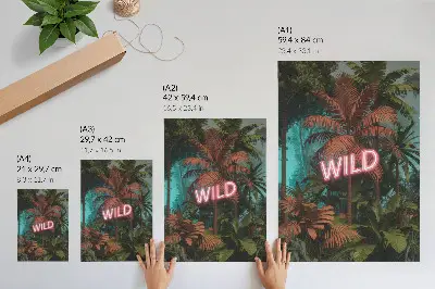 Foto su tela decorazione con insegna al neon a tema foglie tropicali