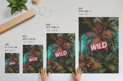 Foto su tela Foglie tropicali insegna al neon freschezza