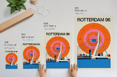 Stampa su tela Ponte e città in motivi geometrici