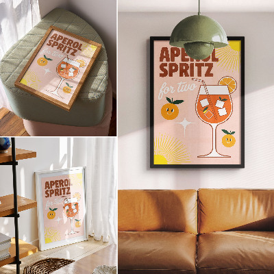 Stampa su tela scritta arancione e gialla con frutta sorridente