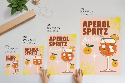 Stampa su tela con scritta arancione e gialla e frutta sorridente