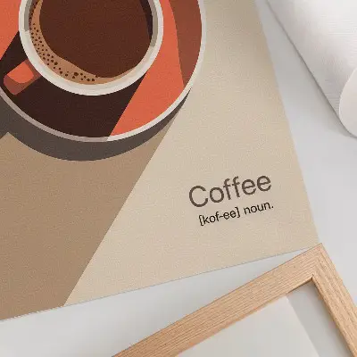 Tazza da caffè minimalista dai colori caldi in versione foto su tela